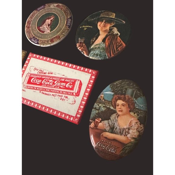 Coca-Cola Pocket Mirrors Set Of 5  Iconic 1970’s Artwork & Chewing Gum Ad D - Picture 2 of 7